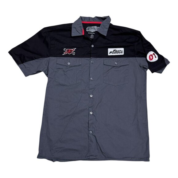 FAST & FURIOUS Dom Toretto Car Racing Mechanic Short Sleeve Shirt Mens XL - Picture 1 of 5